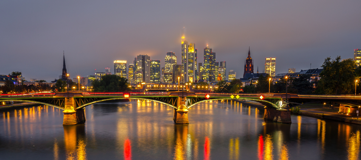 Frankfurt skyline with a bridge over the River Main